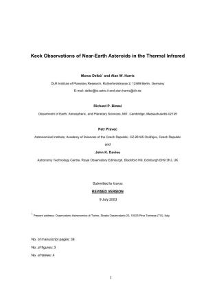 Keck Observations of Near-Earth Asteroids in the Thermal Infrared