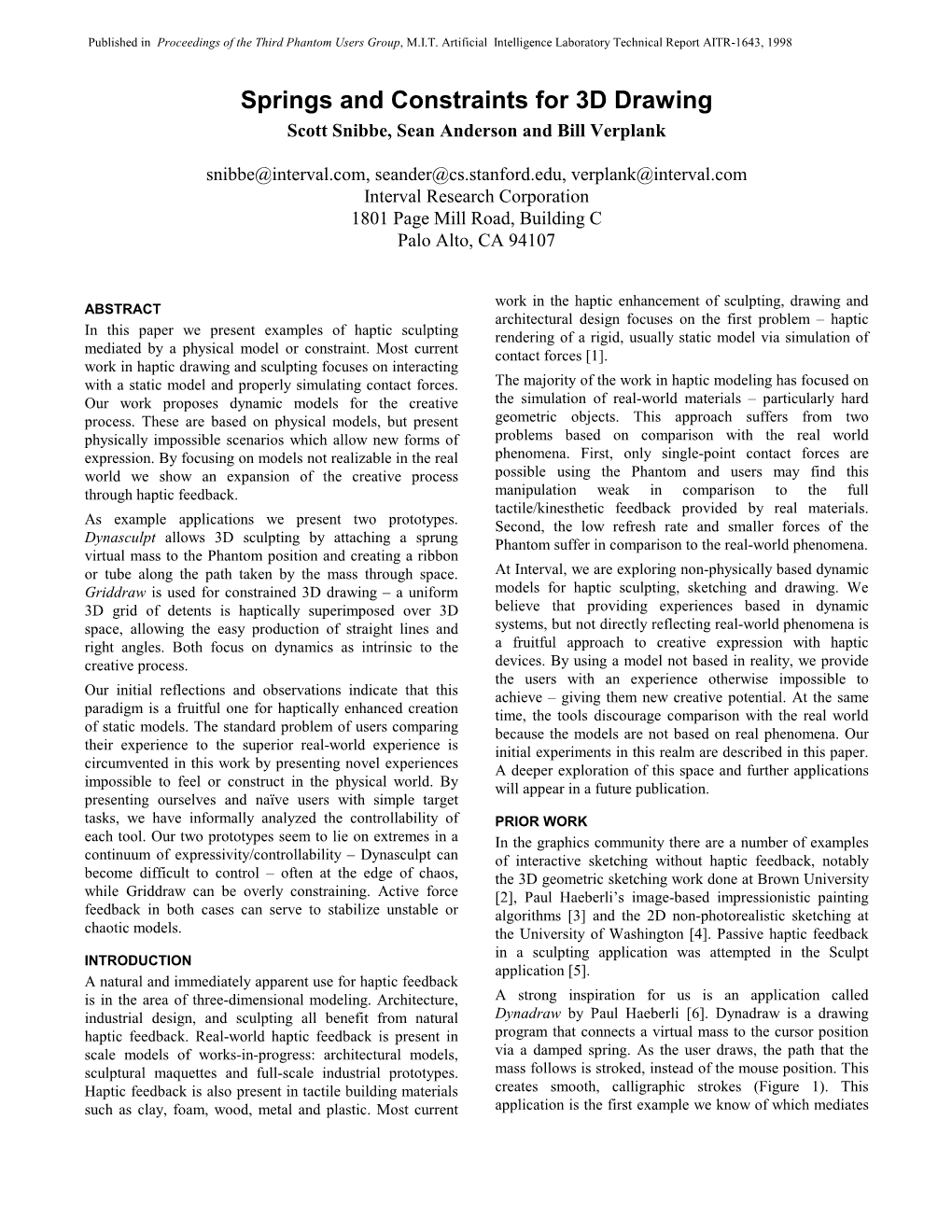 Springs and Constraints for Haptic Sculpting