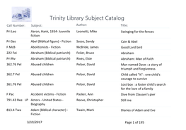 Trinity Library Subject Catalog