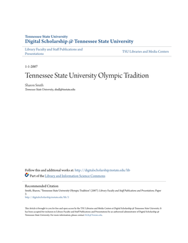 Tennessee State University Olympic Tradition Sharon Smith Tennessee State University, Shull@Tnstate.Edu