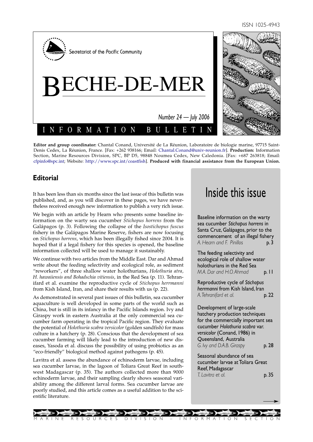 SPC Beche-De-Mer Information Bulletin #24 – July 2006