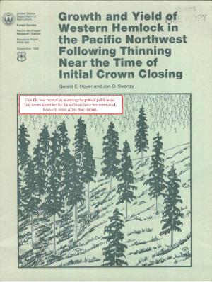 Growth and Yield ~F Western Hemlock in the Pacific Northwest Following Thinning Near the Time of Initial Crown Closing