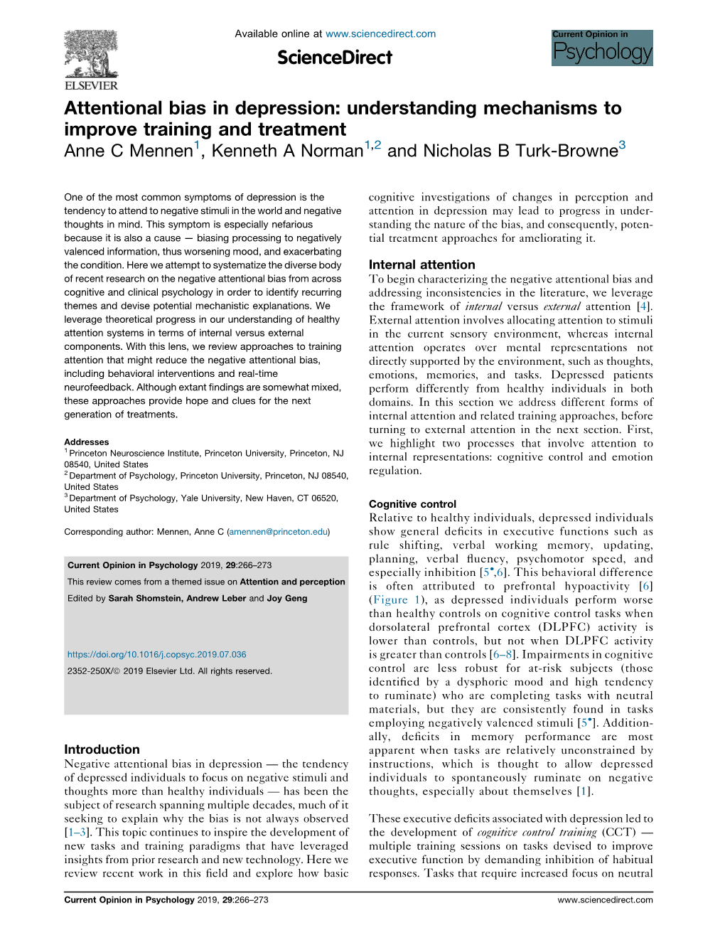 Attentional Bias in Depression: Understanding Mechanisms To