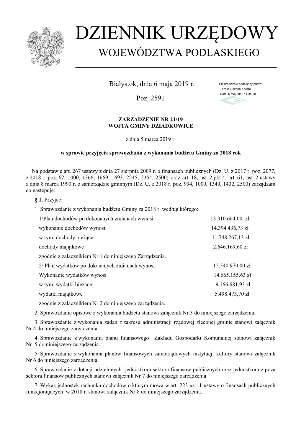 Zarzadzenie Nr 21/19 Z Dnia 5 Marca 2019 R