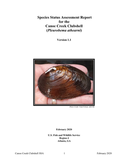 Species Status Assessment Report for the Canoe Creek Clubshell (Pleurobema Athearni)