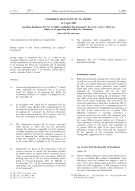 No 298/2009 of 8 April 2009 Amending Regulation (EC)