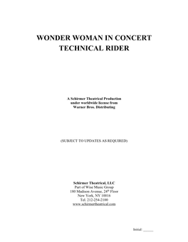 Wonder Woman in Concert Technical Rider