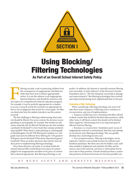 Using Blocking/ Filtering Technologies As Part of an Overall School Internet Safety Policy