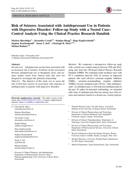 Risk of Seizures Associated with Antidepressant Use in Patients With