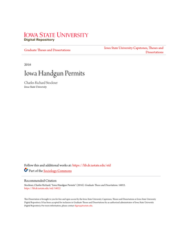 Iowa Handgun Permits Charles Richard Stockner Iowa State University