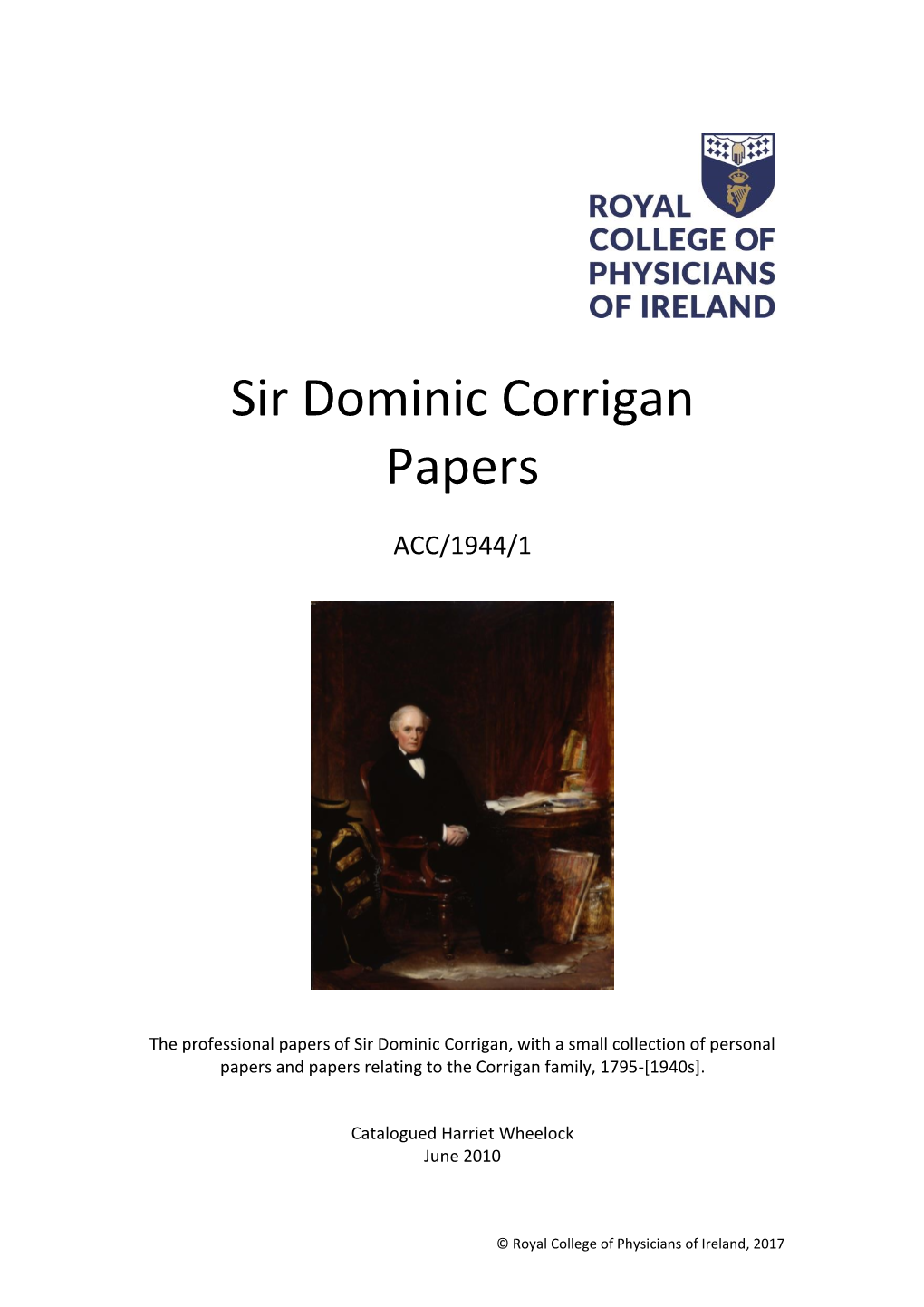 Sir Dominic Corrigan Papers