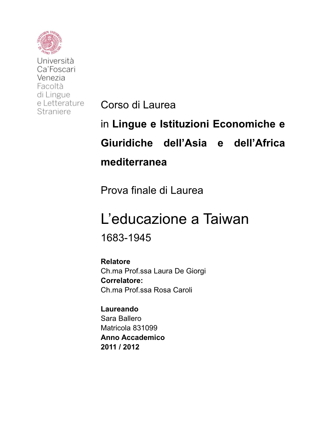 L'educazione a Taiwan Prima Del 1895 È Estremamente Complessa