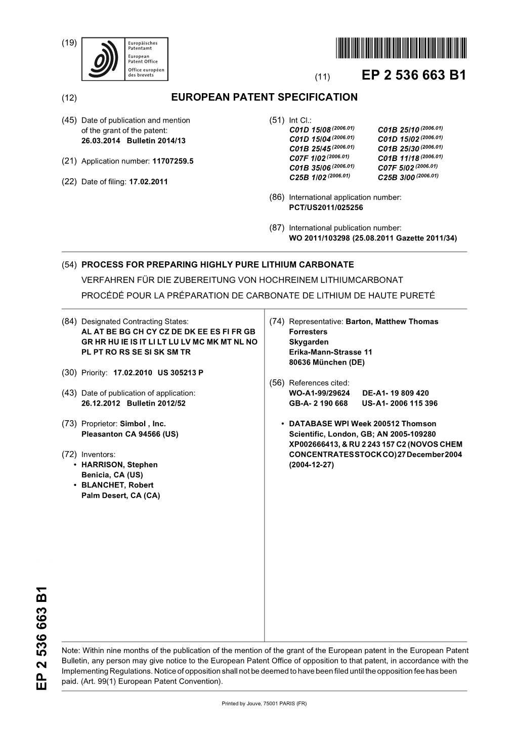 Process for Preparing Highly Pure Lithium Carbonate