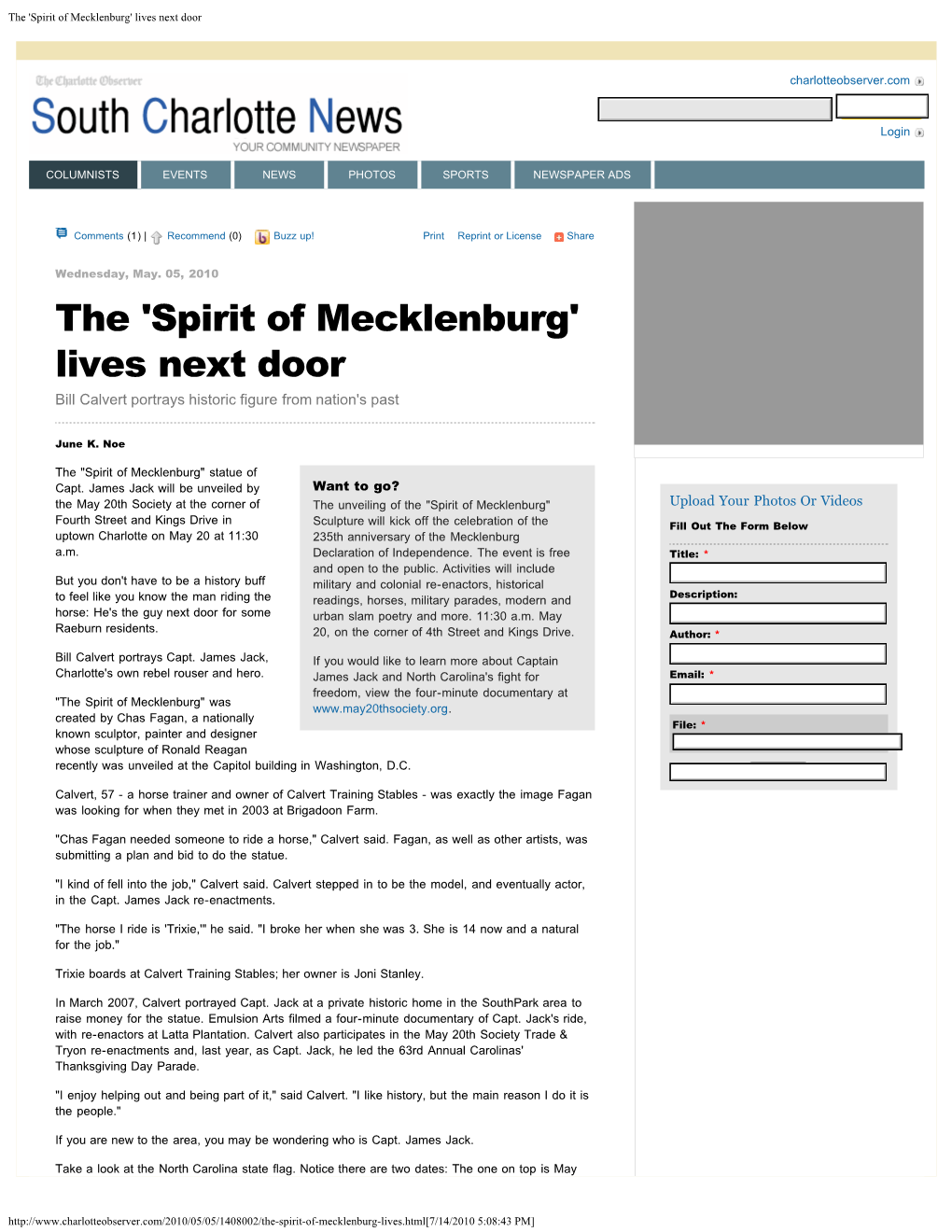 Spirit of Mecklenburg' Lives Next Door