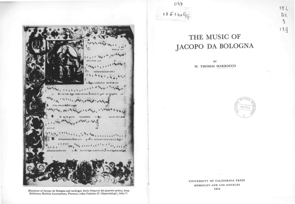 The Music of Jacopo Da Bologna
