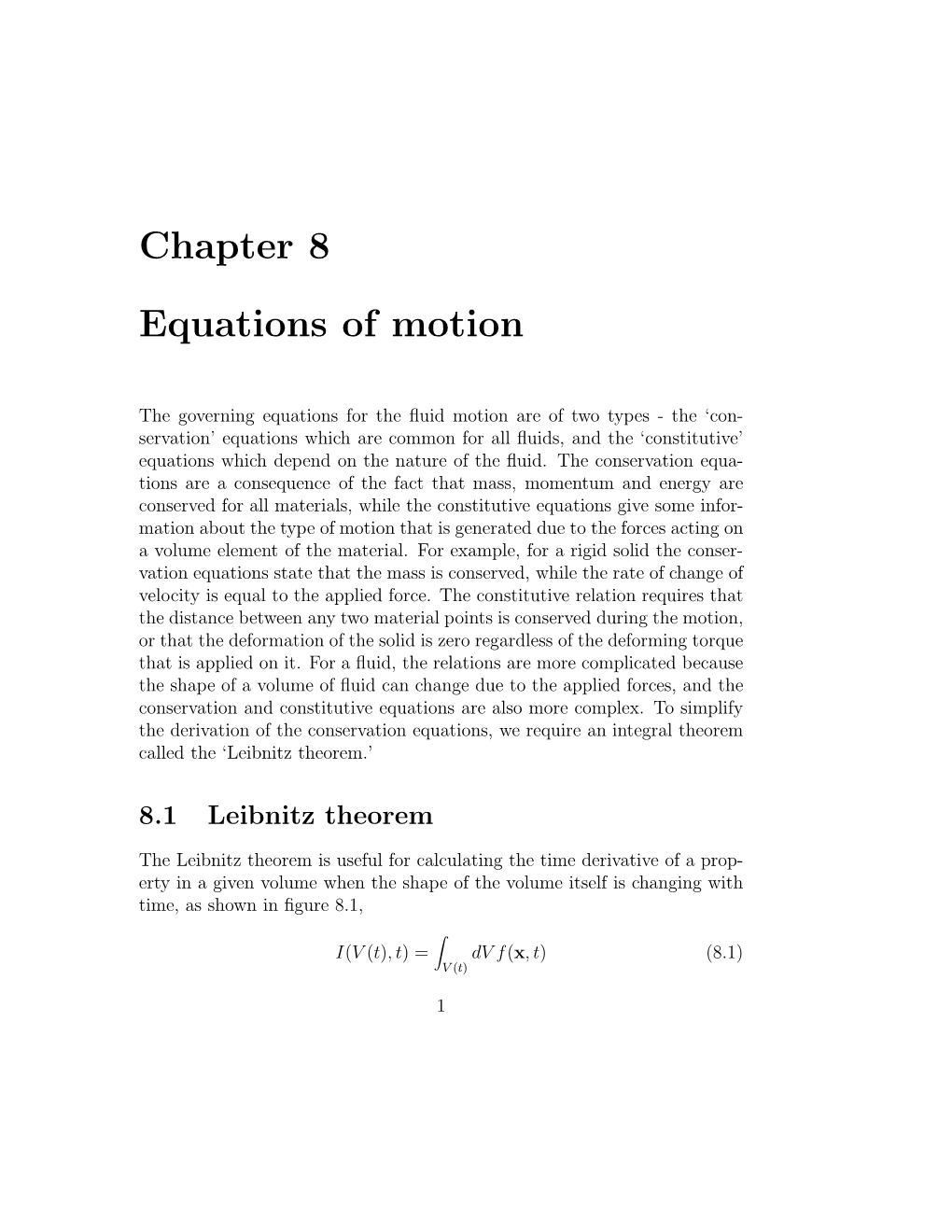 Chapter 8 Equations of Motion