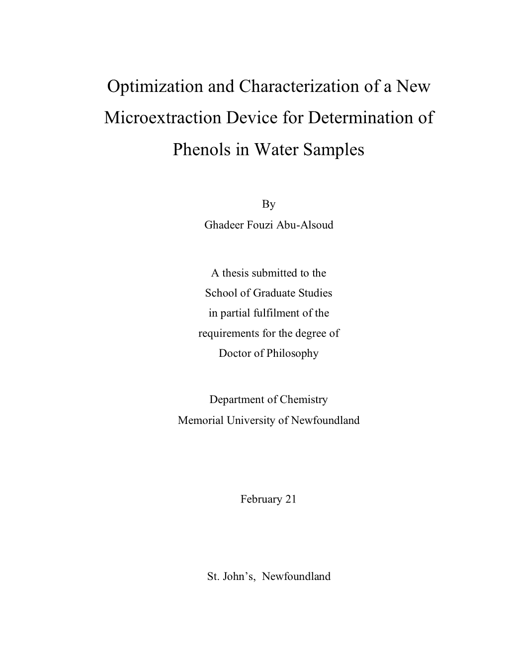 Optimization and Characterization of a New Microextraction Device for Determination of Phenols in Water Samples