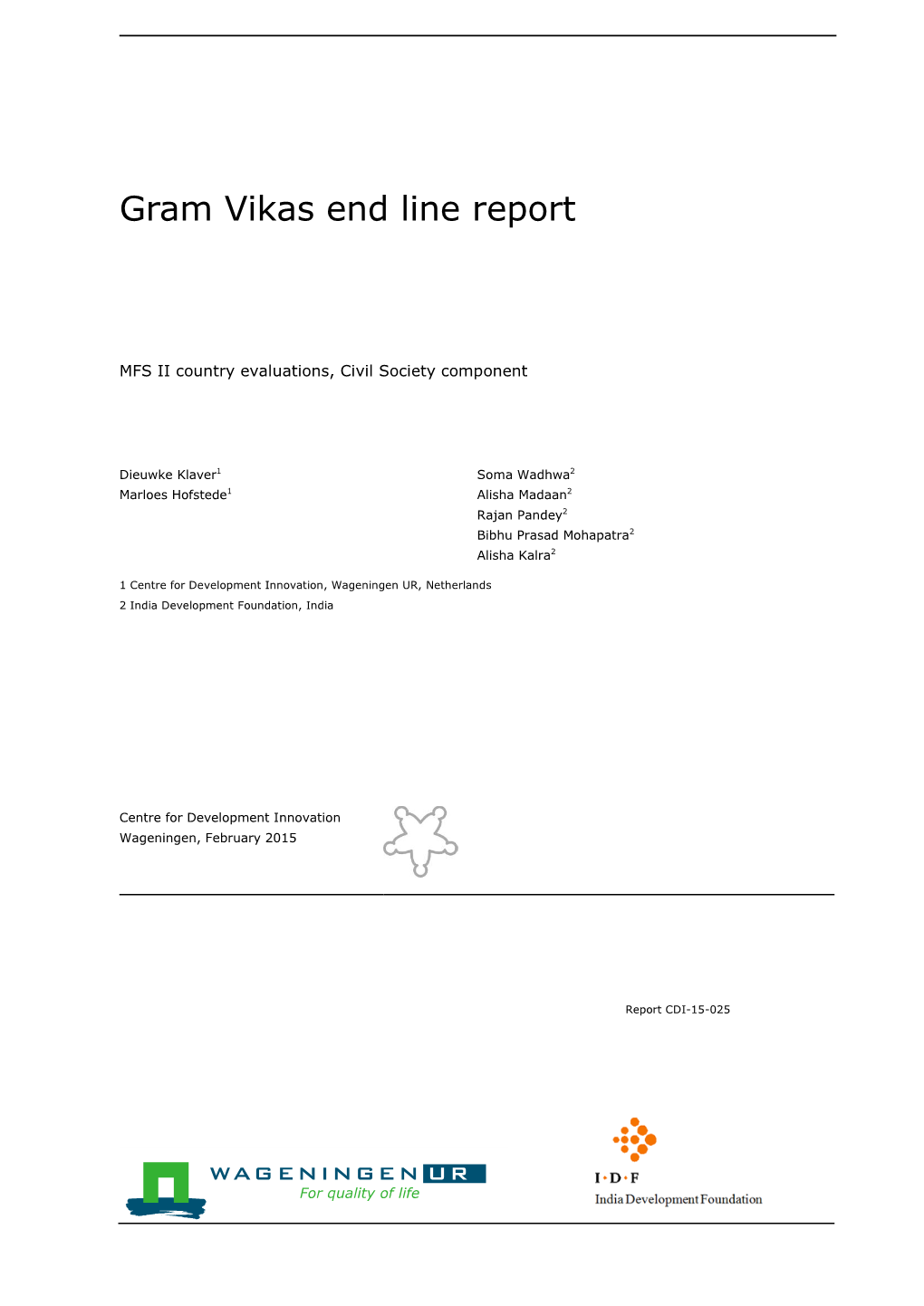 Gram Vikas End Line Report