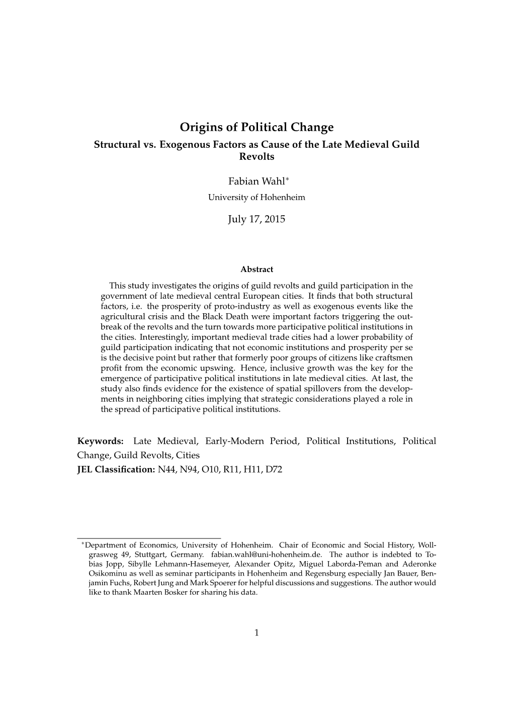 Origins of Political Change Structural Vs