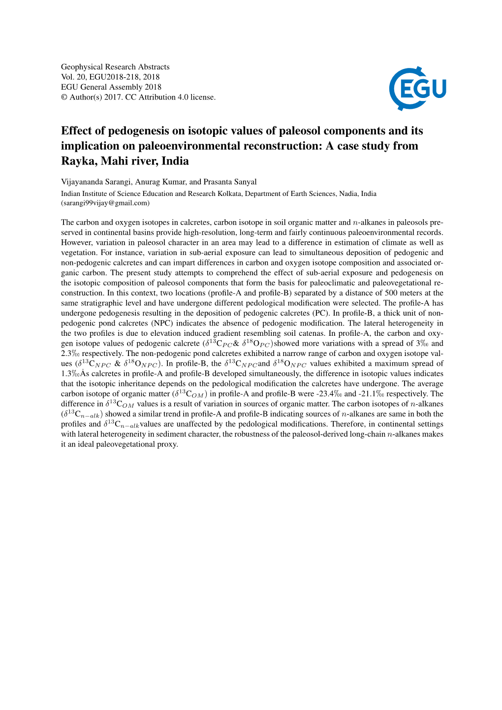 Effect of Pedogenesis on Isotopic Values of Paleosol Components and Its Implication on Paleoenvironmental Reconstruction: a Case Study from Rayka, Mahi River, India