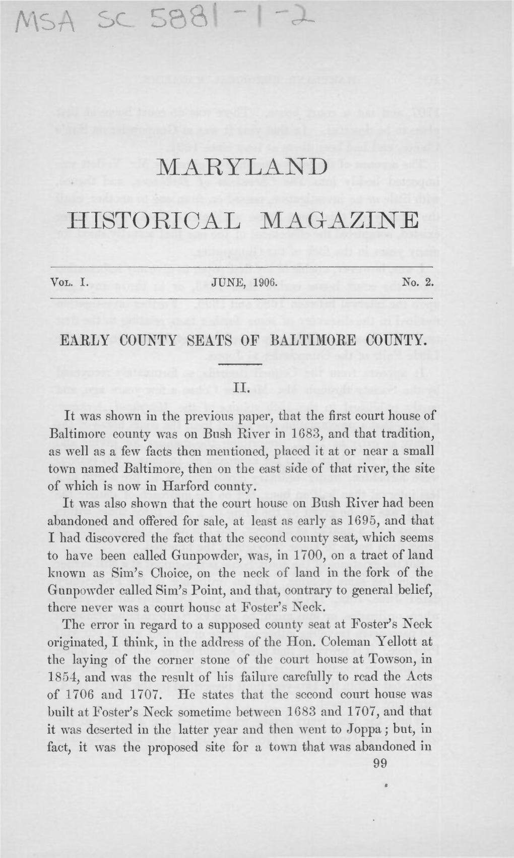 Maryland Historical Magazine, 1906, Volume 1, Issue No. 2