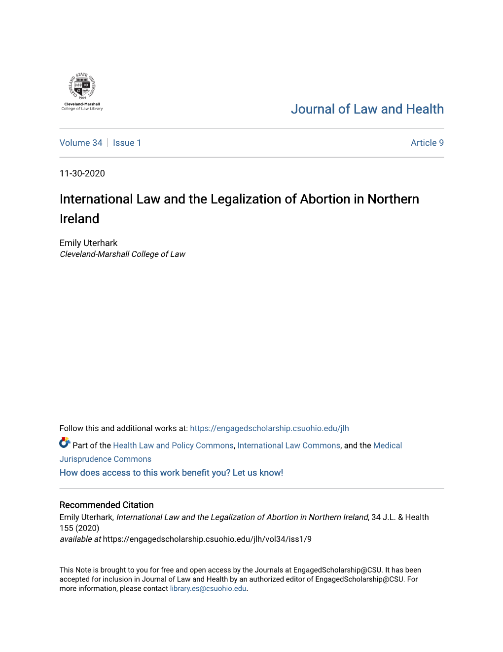 International Law and the Legalization of Abortion in Northern Ireland