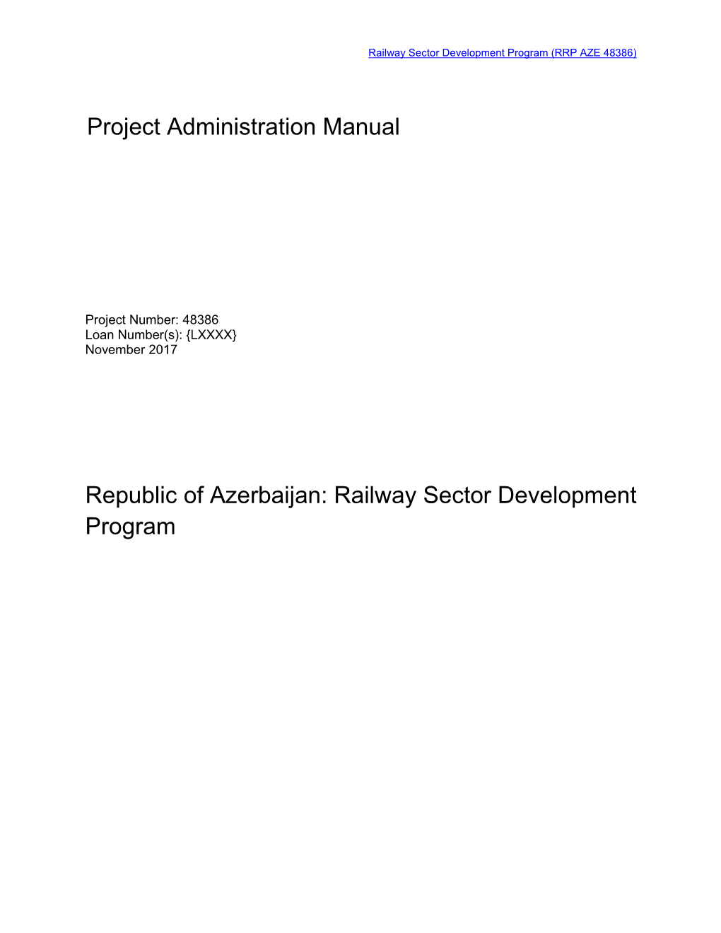 Republic of Azerbaijan: Railway Sector Development Program