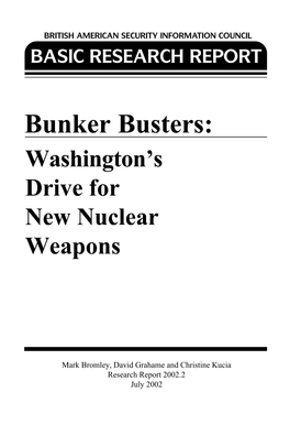 Bunker Busters: Washington's Drive for New Nuclear Weapons