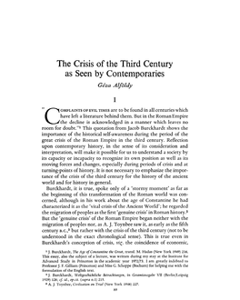 The Crisis of the Third Century As Seen by Contemporaries ALFÃ#LDY, GÃ#ZA Greek, Roman and Byzantine Studies; Spring 1974; 15, 1; Proquest Pg