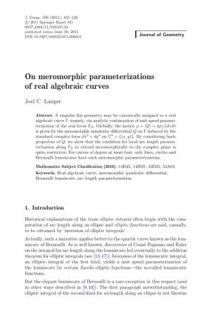 On Meromorphic Parameterizations of Real Algebraic Curves