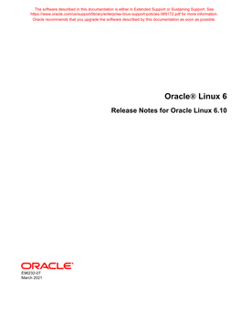 Release Notes for Oracle Linux 6.10