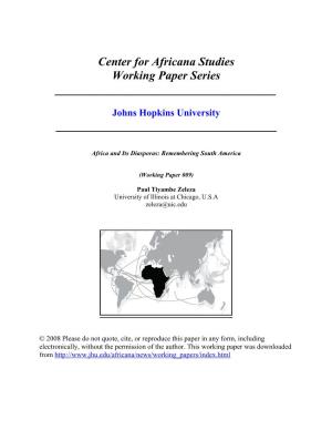 Africa and Its Diasporas: Remembering South America