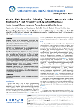Macular Hole Formation Following Choroidal Neovascularization