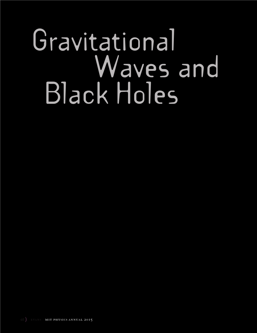 Gravitational Waves and Black Holes
