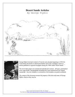 Desert Sands Articles by George Pipkin