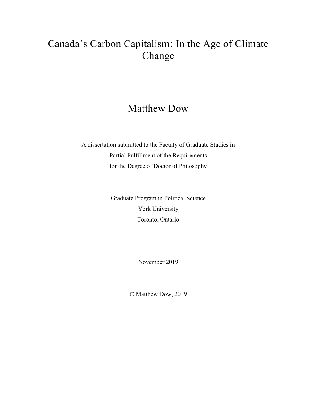 In the Age of Climate Change Matthew