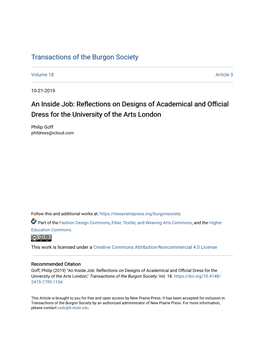 Reflections on Designs of Academical and Official Dress for the University of the Arts London