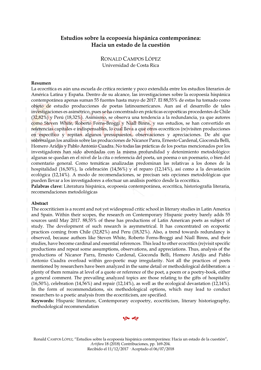 Estudios Sobre La Ecopoesía Hispánica Contemporánea: Hacia Un Estado De La Cuestión