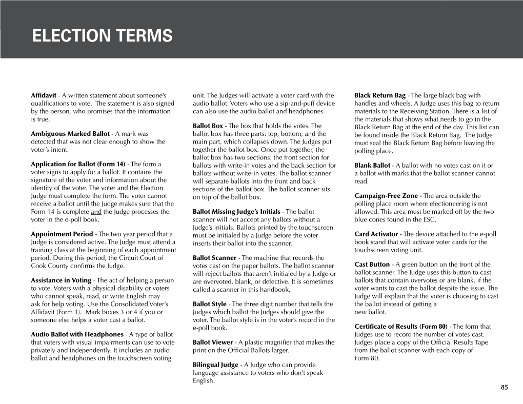 Election Terms & Definitions