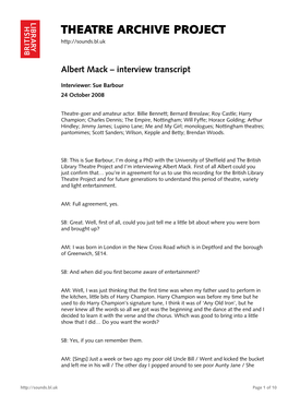 Interview with Albert Mack