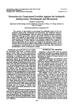 Protection by Unsaturated Lecithin Against the Imidazole Antimycotics, Clotrimazole and Miconazole