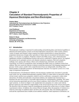 Chapter 4 Calculation of Standard Thermodynamic Properties of Aqueous Electrolytes and Non-Electrolytes
