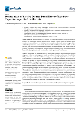 Twenty Years of Passive Disease Surveillance of Roe Deer (Capreolus Capreolus) in Slovenia