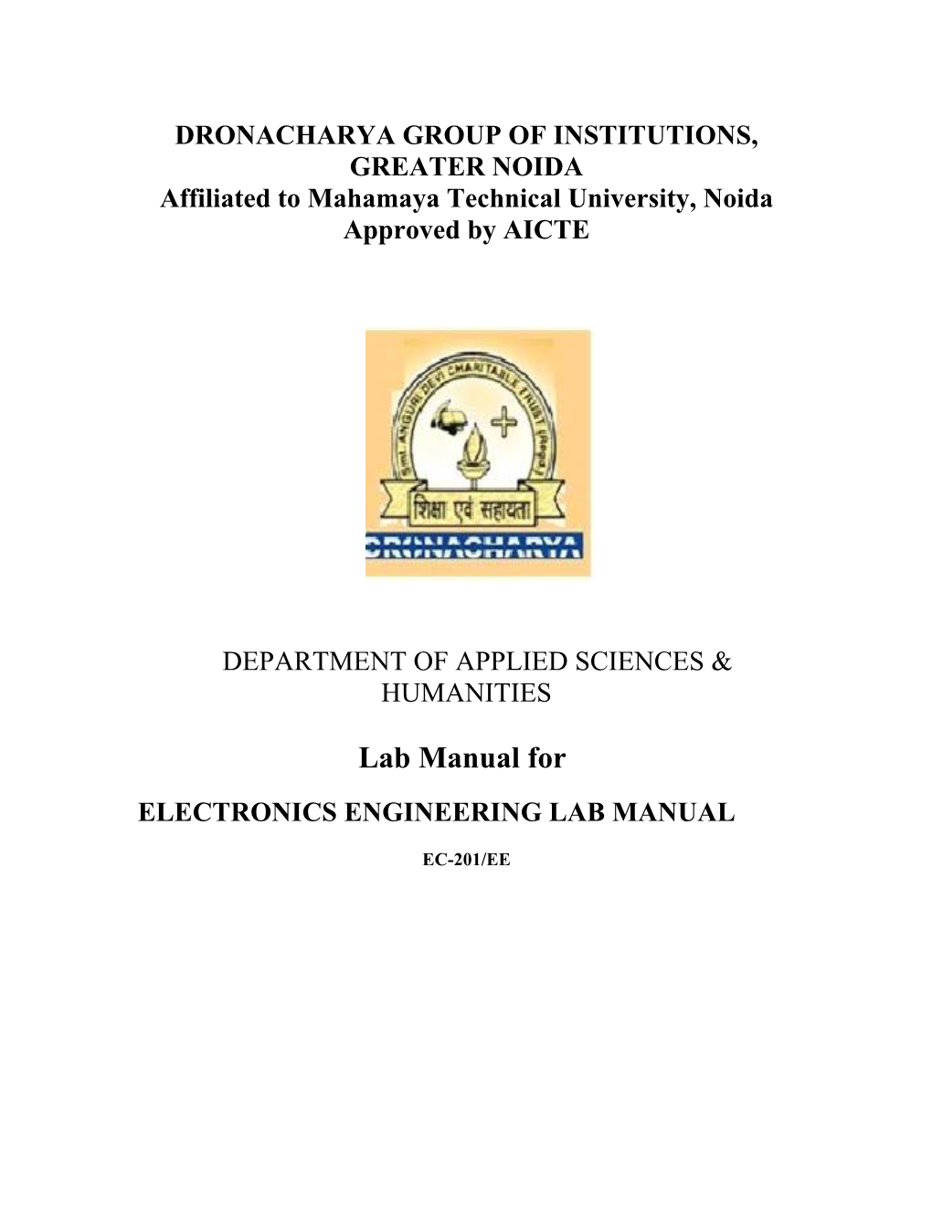 Electronics Engineering Lab Manual