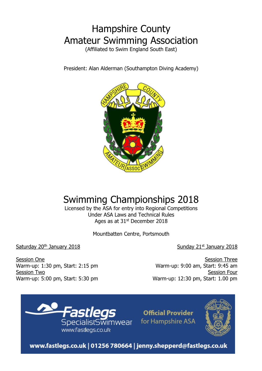 Hampshire County Amateur Swimming Association Swimming