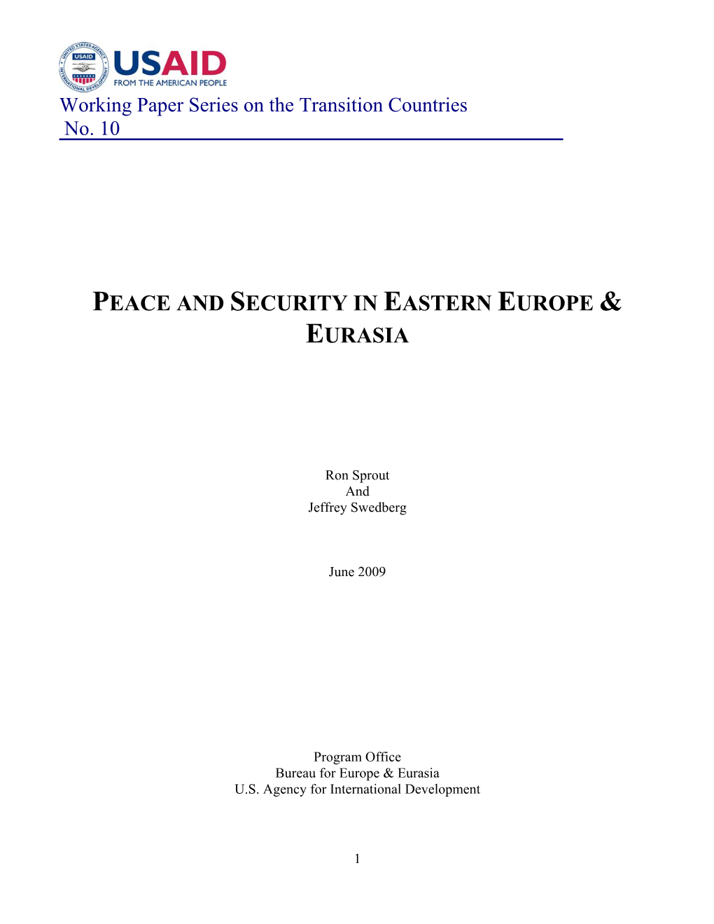 Peace and Security in Eastern Europe & Eurasia