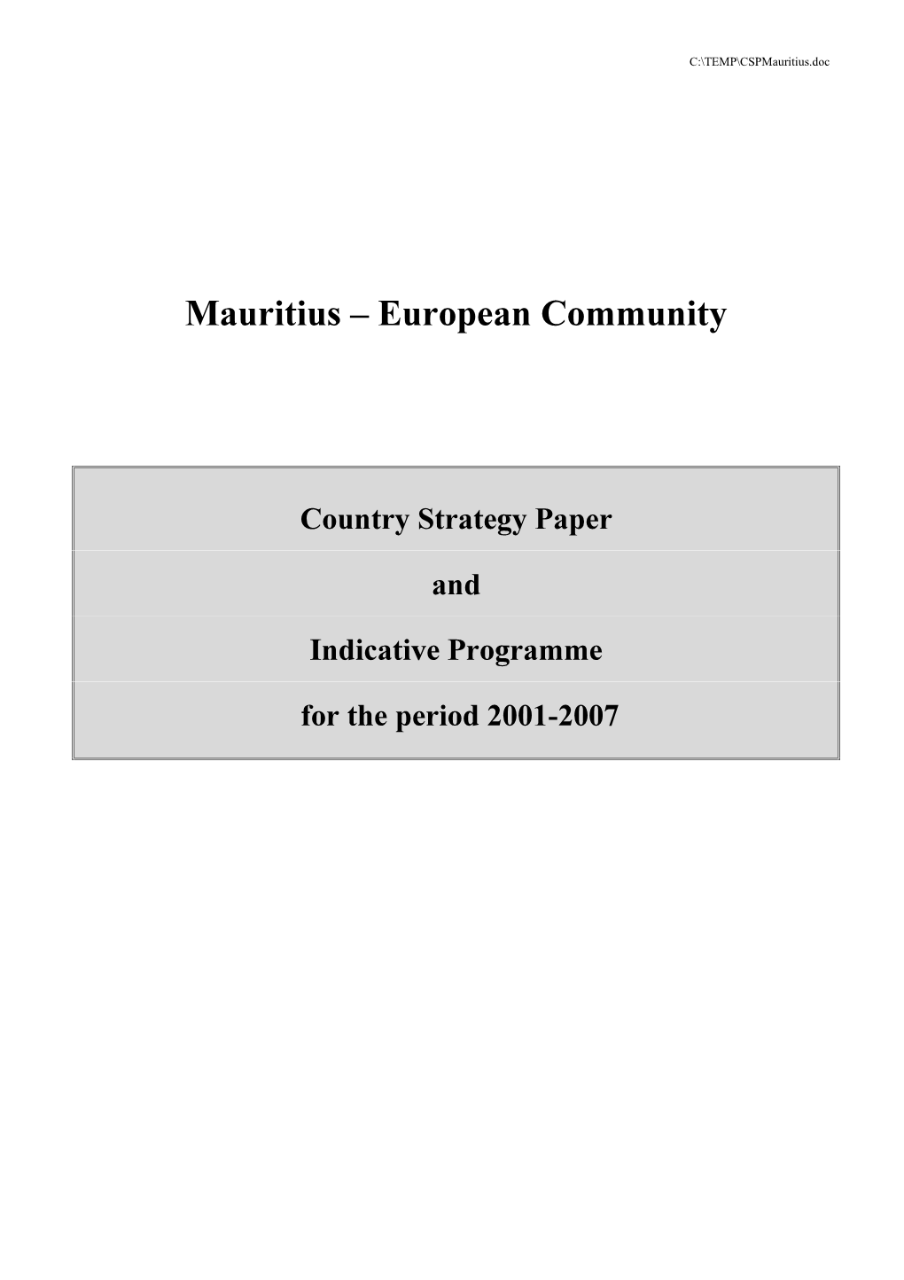 Mauritius ± European Community