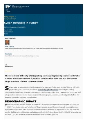 Syrian Refugees in Turkey | the Washington Institute