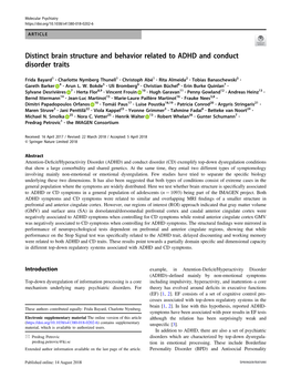 Distinct Brain Structure and Behavior Related to ADHD and Conduct Disorder Traits
