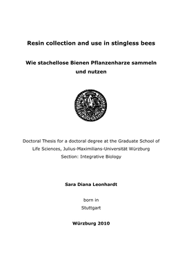 Resin Collection and Use in Tropical Stingless Bees